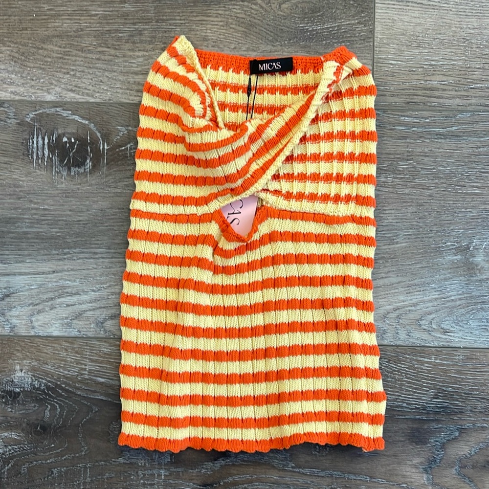 Micas Orange and Yellow Striped Women's Top